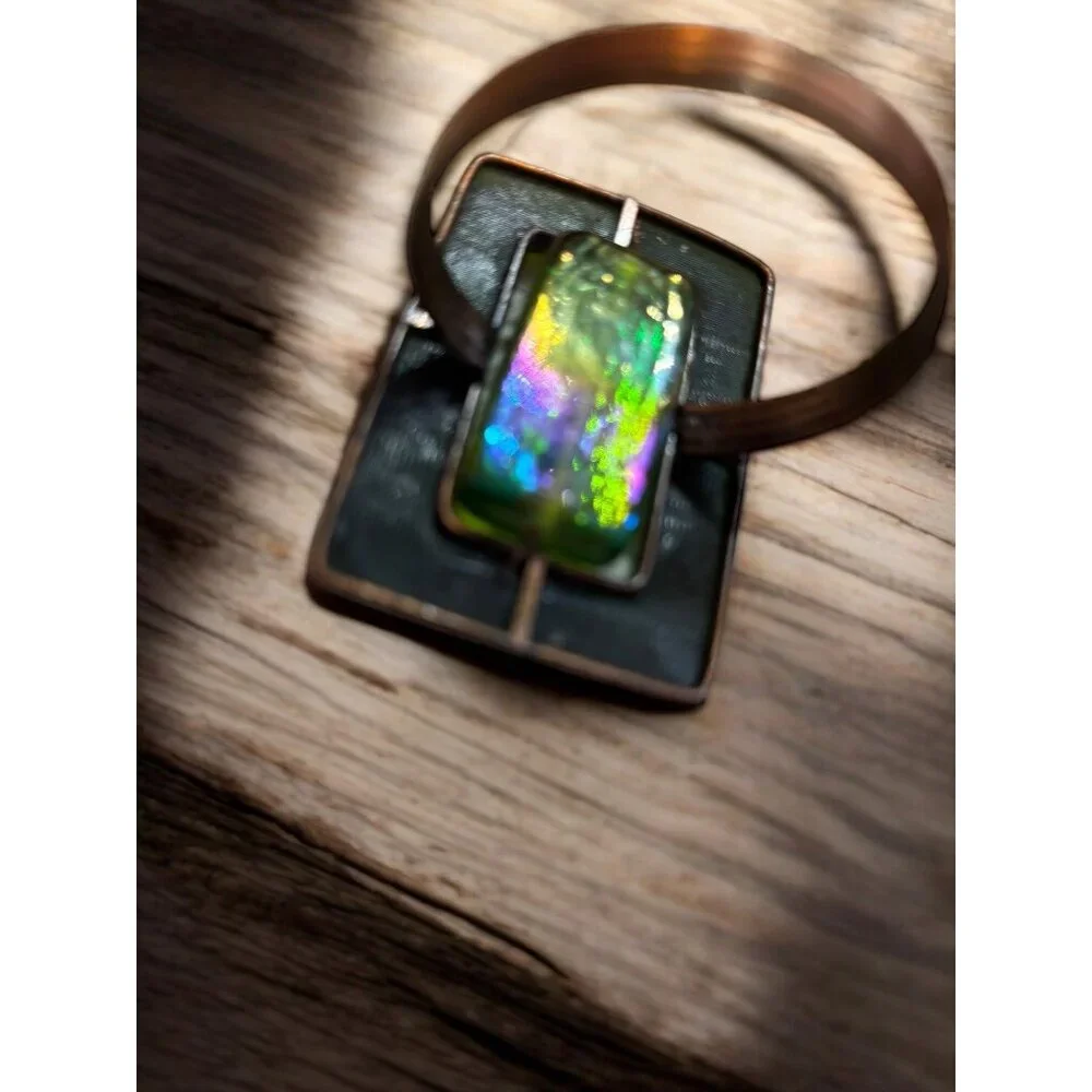 Set of 2 Pier One Stained Glass Copper Napkin Rings